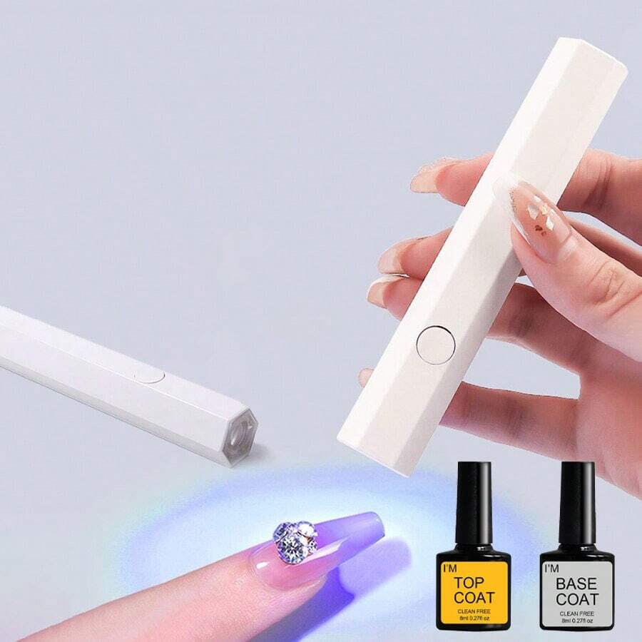 快乾指甲光療機,3個uv Led 3w凝膠指甲乾燥燈,美甲工具,可充電美容院設備 - 彩色 - 查看 1