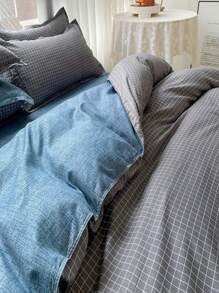 簡約風格格子圖案被套 - 彩色 - 查看 1