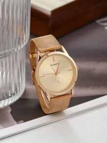 1 Miếng Vàng hồng Hợp kim Chất liệu Thời trang Quý cô Đồng hồ - Hoa hồng vàng - Xem 2