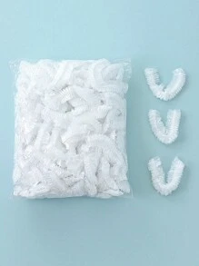 100pcs Disposable Shower Caps, Clear Plastic Hair Caps, Bonnet, Shower Cap, Shower Accessories, Bathroom Accessories, Bathroom, Cheap, Waterproof Elastic Bathing Caps For Hair Treatment, Hair Dye, Spa, Hotel, Travel & Home Use, Back To School Essentials - White - View 3