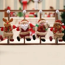 4入組聖誕節掛飾,聖誕樹布質配件,聖誕老人、雪人、馴鹿和泰迪熊掛飾,禮物補給品 - 彩色 - 查看 6