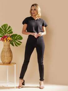 Women Tops - 黑色 - 查看 4