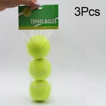 3pcs/Pack Fluorescent Yellow High Elasticity Tennis Ball For Match/Game Training, Made Of Fiber & Rubber; Suitable For Beginners And Outdoor Sports Training - Lime Green - View 1
