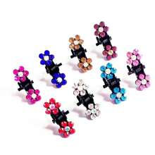 Set de 12 piezas de pasadores de pelo de moda y lindos para niñas con colores aleatorios de flores y rhinestones, que incluyen mini pinzas para el cabello, pasadores, pinzas de resorte, perfectos para el estilo coreano, uso diario, actuaciones, cenas, fiestas de cumpleaños y como accesorios de fotografía para adolescentes y jóvenes - Multicolor - Ver 2