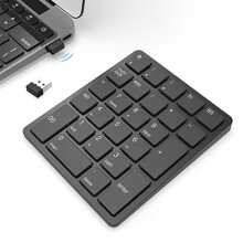 Teclado numérico inalámbrico portátil JOMAA de 2.4GHz con símbolo de moneda, teclado numérico inalámbrico recargable de 26 teclas para contabilidad financiera para PC/portátil/escritorio - 180mAh (negro o blanco) - Negro - Ver 1