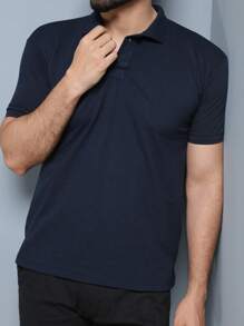 Men Polo Shirts - Navy Blue - View 2