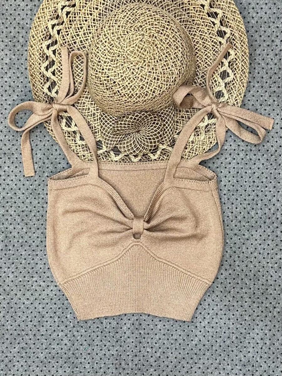 Women Knit Tops - 杏色 - 查看 1