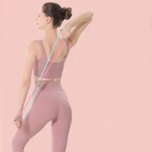 Resistance Band 8 Shaped Yoga Fitness Stretching Strap For Shoulder And Back Exercise, Home Workout Equipment For Women - Purple - View 5