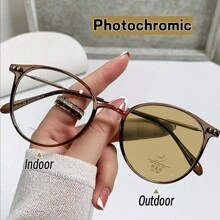 1 bit Mode Utomhus Byta färg Fotokromatiska glasögon Män Kvinnor Lyxiga datorglasögon Unisex optiska glasögonglasögon - Brun - Visa 1