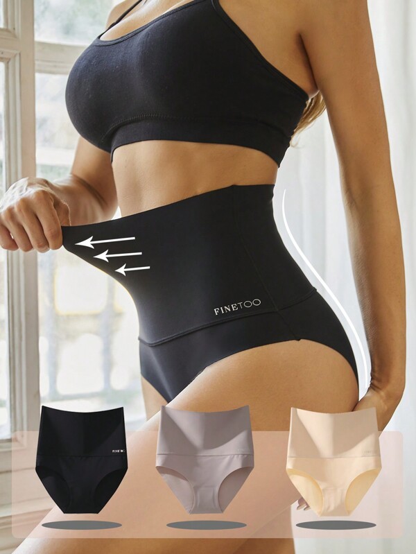 FINETOO 3pcsset Women High Waist Seamless Tummy Control Panties