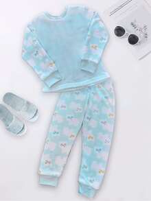 PIJAMA POLAR SUAVE DE CORAZÓN OSOS - Azul menta - Ver 2