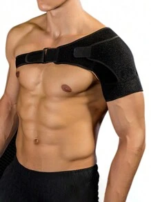 1 件防护透气加压运动护肩可调节肩部防拉伤护具男女健身肩带 - 黑色 - 查看 1