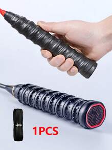 1 pieza pluma Raqueta de badminton con con patrón de dragón, anti deslizante & de absorber sudor PU, pegajoso entrenamiento raqueta de tenis asa, Caña de pescar envase, pesa & Comba asa envase & negro invierno deportivo compatible con pluma bádminton raquetas, tenis raquetas, Cañas de pescar,, salto a la comba cuerdas - Negro - Ver 3