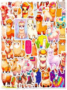 50pcs/Pack Cartoon Llama Cute Animal Pvc Sticker. Suitable For Children's Luggage, Skateboards, Water Bottles, Computers - Healing Sticker - Multicolor - View 1