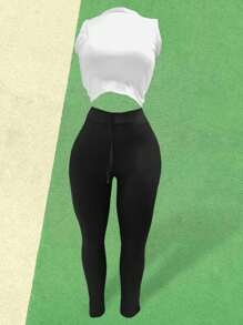 Conjunto Ensamble cardgan + top blusa + pantalon ligero estretch comodo - Negro - Ver 2