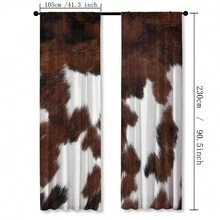 2panels Faux Animal Hair Cowhide, Modern Printed Pattern Curtains For Living Room, Sofa Backdrop, Bedroom And Corridor - Brown - View 5