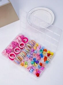 120pcs Large Capacity Divided Storage Box For Girls Hair Accessories Combination Storage Container (random Color) - Multicolor - View 3