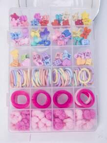 120pcs Large Capacity Divided Storage Box For Girls Hair Accessories Combination Storage Container (random Color) - Multicolor - View 2