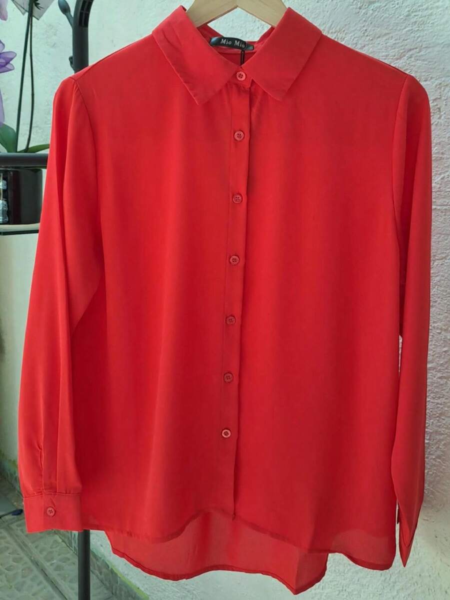BLUSA CAMISERA PARA MUJER COMTEMPORANEA CON ESTILO - Rojo - Ver 1