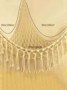 1入掛式填充動物吊床-手工製作大珠花邊組織展示角落毛絨玩具網格架玩具儲物網格填充動物網格或吊床,適用於小填充動物或毛絨玩具填充動物收納網格（特大號）為女孩遊戲室臥室房間收納日禮物 - 米色 - 查看 5