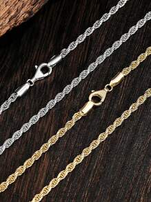 FOREVER QUEEN S925純銀鎖骨鍊電鍍捻曲鎖鏈扭繩鏈成品男士鍊男士父親 - 金黃色 - 查看 1