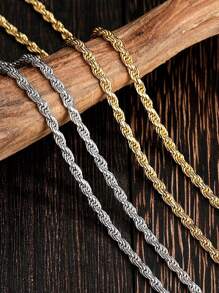 FOREVER QUEEN S925純銀鎖骨鍊電鍍捻曲鎖鏈扭繩鏈成品男士鍊男士父親 - 金黃色 - 查看 7