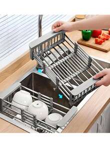 1入組不銹鋼水槽過濾器藍色滲水籃碗及碟架,適用於廚房使用 - 淺灰色 - 查看 2