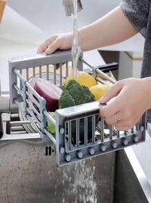 1入組不銹鋼水槽過濾器藍色滲水籃碗及碟架,適用於廚房使用 - 淺灰色 - 查看 1