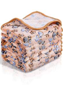 1 Miếng Mềm mại Và Ấm áp Lông cừu san hô Chăn thú cưng Với Chân chó In Đối với Nhỏ bé Và Kích thước trung bình Mèo Và Chó , Thích hợp Đối với Bốn Đến Ngủ Và Nghỉ ngơi ( Nâu ) - màu nâu - Xem 3