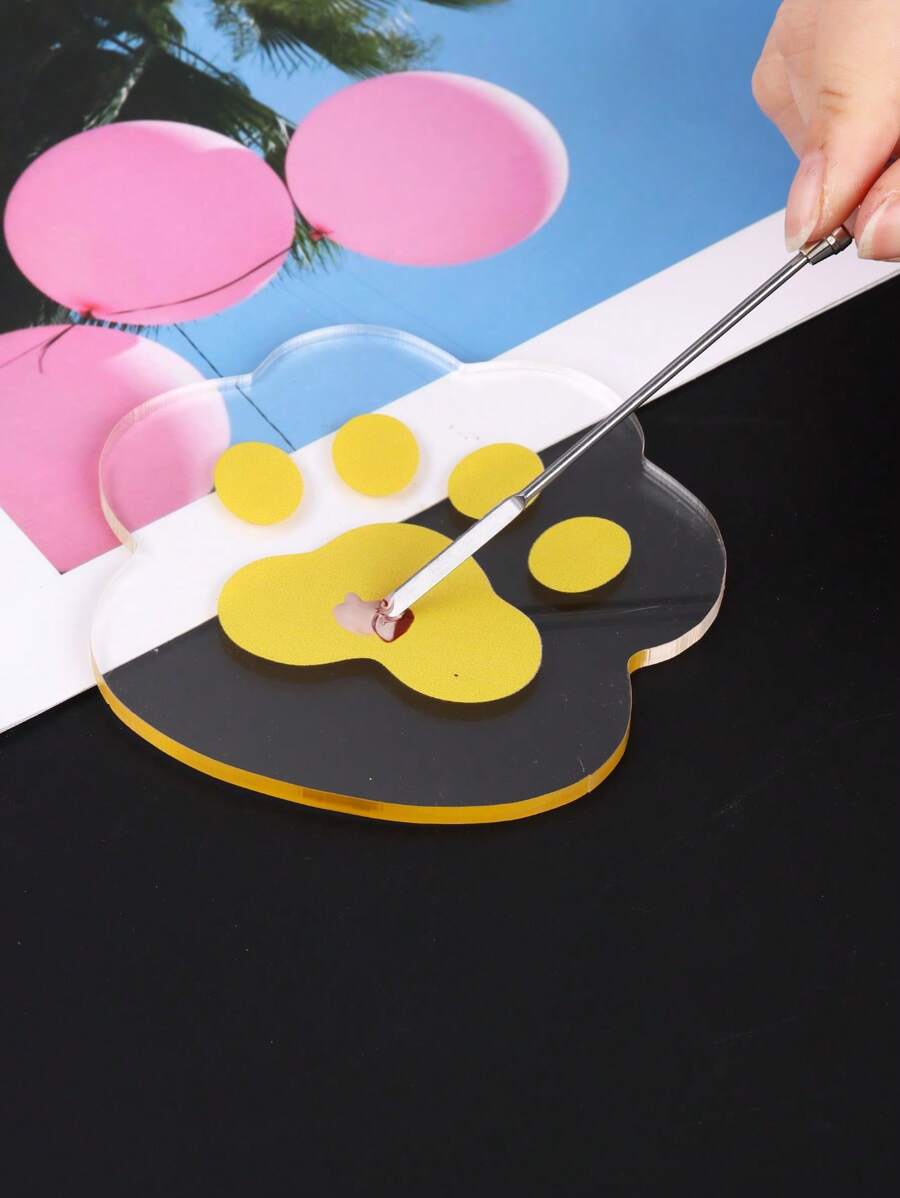 Paleta De Colores Con Forma De Sandía Y Gato De Dibujos Animados Amarillo - Amarillo - Ver 1