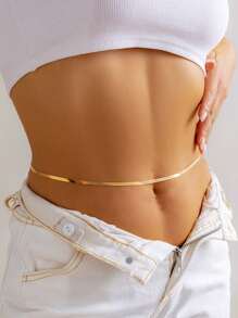 Nooxian 1pc Simple Stainless Steel Chain Design Women's Waist Chain - Yellow Gold - View 1