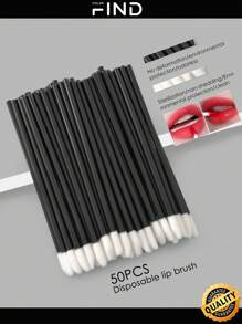 50 piezas Aplicador desechable de cepillo de labios, herramienta estéril e higiénica para lápiz de labios, directamente desde la fábrica - Negro - Ver 1