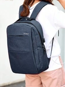 Simple & Lightweight 3pcs/set Large Capacity 15.6 Inch Laptop Backpack, Shoulder Bag & Handbag, Unisex - Blue - View 3