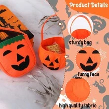 1pc/5pcs/10pcs Halloween Pumpkin Themed Non-woven Candy Bag Trick-or-treat Goodie Bag Portable Pumpkin Candy Holder Gift For Halloween Party Supplies