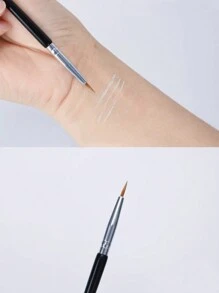 1pc Black T22 Eyeliner & Tear Duct Brush, No-Traces Concealer Makeup Brush,Eyebrow Brush,Eyeshadow Brush,Spoolie,Spoolie Brush - Black - View 3