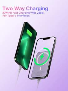 20W Magnetic Wireless Power Bank Wireless Charging External Battery 10000mAh - 淡紫色 - 查看 10