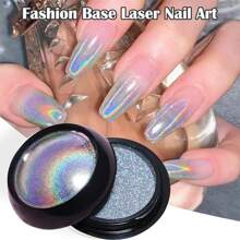 Poudre fine de miroir magique de laser de Nail Art, poudre fine de paillettes holographiques d'effet de miroir de licorne, convient pour la décoration de DIY de Nail Art de salon de la maison, livré avec 1 bâton d'ombre à paupières, des charmes d'ongle, des pierres précieuses d'ongle, des fournitures d'ongle