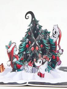 Opjoys 1 张圣诞前夜弹出式卡片、杰克和莎莉圣诞树贺卡、感谢卡、手工弹出式卡片、圣诞礼物、圣诞节 - 彩色 - 查看 5