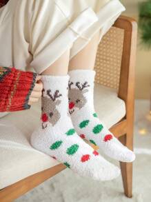 7雙女款珊瑚絨聖誕節襪子