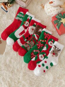 7雙女款珊瑚絨聖誕節襪子