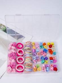 120pcs Large Capacity Divided Storage Box For Girls Hair Accessories Combination Storage Container (random Color) - Multicolor - View 4