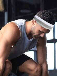 1 Miếng Xám Mồ hôi Bấc Ngoài trời Thể thao  chạy Khỏe mạnh Yoga Đàn hồi Dây buộc tóc - Xám - Xem 1