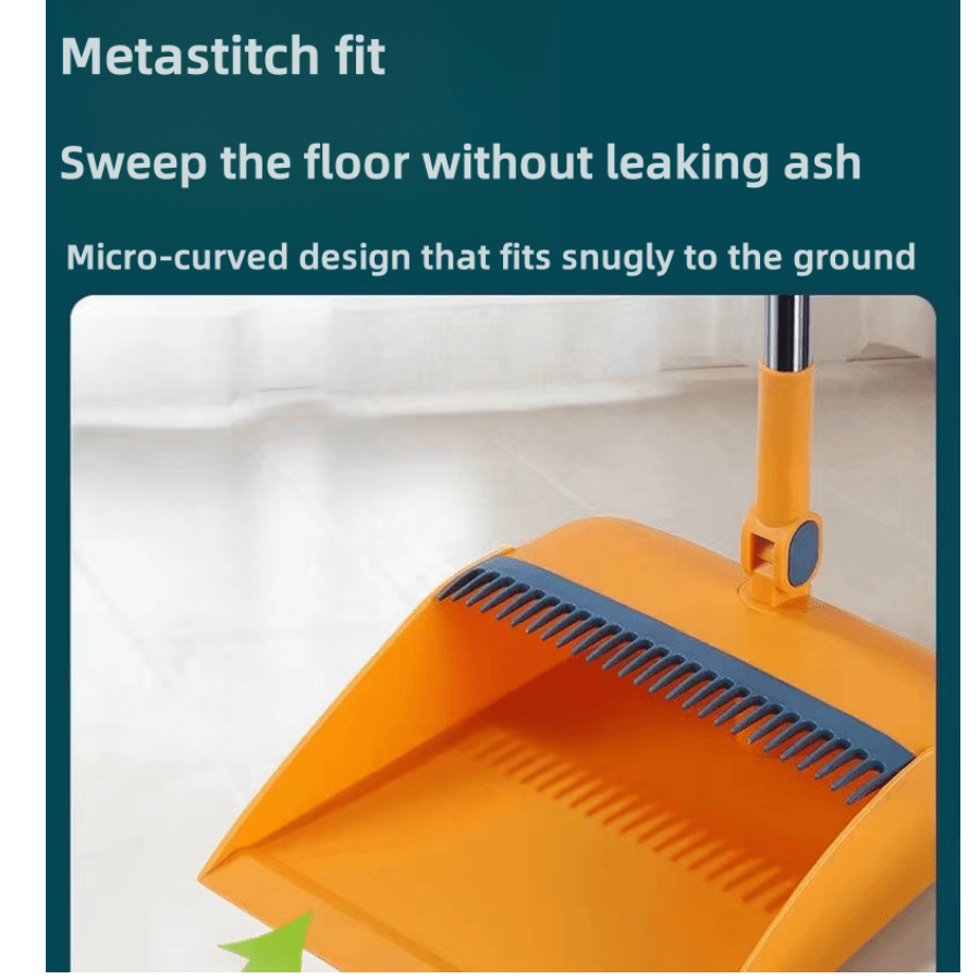 JEHONN Set Di Paletta E Spazzola Con Manico Lungo, Scopa Alta E Paletta Verticale In Acciaio Inox Con Scopa A Girevole A 180 Gradi, 1 Porta Spazzole Per Esterni, Interni, Giardino, Lobby