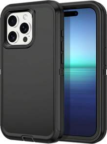 3 Layers Fully Body Heavy Duty Protective Cover Compatible With Apple Device, Made Of Tpu+Pc Material With Shockproof, Dustproof And Anti-Falling Functions Waterproof Scratch Resistant - Black - View 1