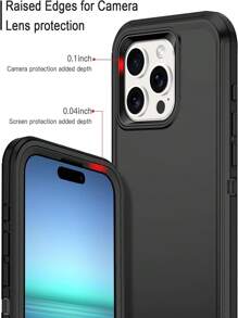 3 Layers Fully Body Heavy Duty Protective Cover Compatible With Apple Device, Made Of Tpu+Pc Material With Shockproof, Dustproof And Anti-Falling Functions Waterproof Scratch Resistant - Black - View 5