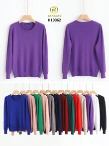 Camiseta Tejida De Manga Larga - Suéter Ligero Pero Calientito Con Cuello Redondo Y Puño Ajustado - Ropa Para Cenas y Eventos Sociales - Beis - Ver 1