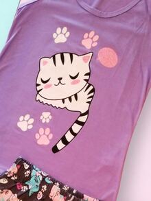 SET DE PIJAMA PARA MUJER CON BLUSA CON SERIGRAFIA TIPO TANK TOP Y SHORT ESTAMPADO - Multicolor - Ver 2