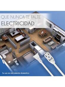Extensión Eléctrica 6 Metros Uso Domestico 3 Multicontacto - Blanco - Ver 4