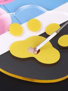 Paleta De Colores Con Forma De Sandía Y Gato De Dibujos Animados Amarillo - Amarillo - Ver 2