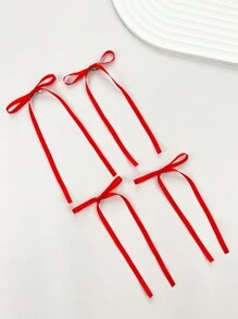 4pcs/Set Women's Red Cloth Fashionable Sweet & Cool Bow Hair Clips, Suitable For Daily Wear Cute Claw Clips Hair Claws Hair Barrettes, School Stuff, Elegant, College, Winter Outfit For Women, Bows, Christmas Outfit For Women